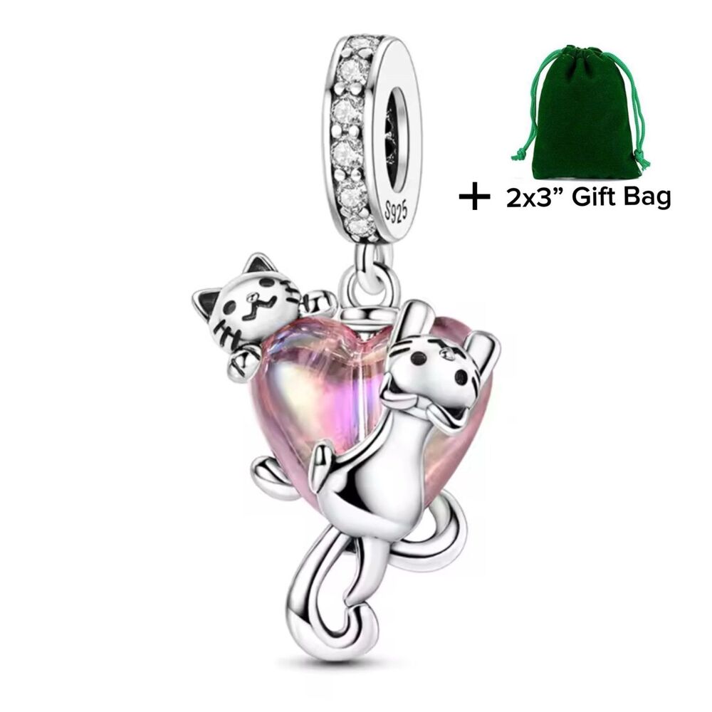 Cat Lover Dangle Charm | 925 Silver | Brand New